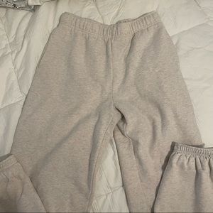 heather light oatmeal mega pants aritzia